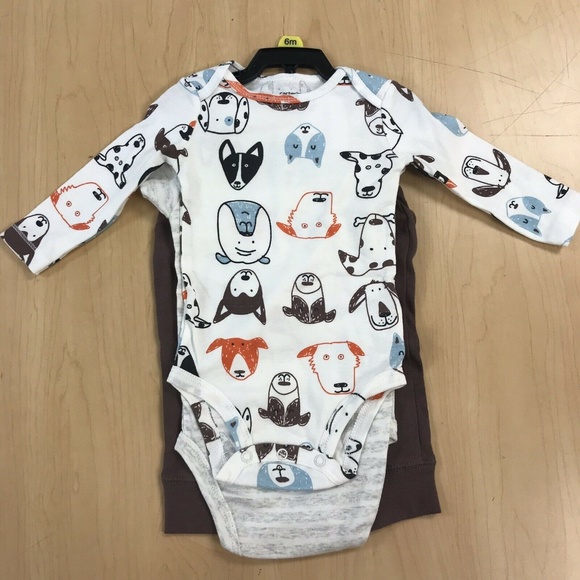 Carter's Other - Carter's Boy 3 piece Bodysuit set White/Brown NWT